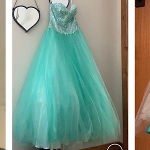 Strapless prom dress, matching homecoming dress